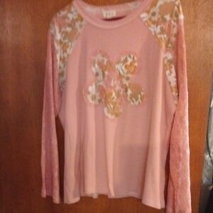 POL Pink Floral Womens Long Sleeve Thermal
